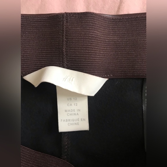 H&m Womens Faux Leather High Waist Solid Elasticized Waistband Leggings Size 12 - Picture 11 of 12